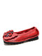 Sاوكوفي جلد طبيعي أحذية خياطة يدوية تنفس Soft مريح الأزهار ديكور حذاء مسطح غير رسمي - أحمر