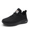 Men Warm Lining Non Slip Cushioned Pure Color Comfort Casual Shoes - Black