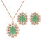 Luxury Jewelry Set Rhinestone Flower Opal Earrings Necklace Set - Green