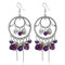 Bohemian Turquoise Tassel Earrings Metal Hollow Irregular Bead Tassel Pendant Earrings - Purple