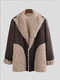 Mens Wool Blends Thickened Fur Patchwork Fleece Lined Warm Coats Outerwears - Coffee