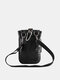 Men Faux Leather Fashion Multi-Carry Patchwork Black Crossbody Bag Phone Bag - Black