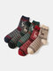5 paires de chaussettes de chaleur respirantes pour femmes en laine et en coton à rayures géométriques à motif de wapiti - #04