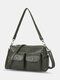 Women PU Leather Large Capacity Multi-pocket Vintage 6.5 Inch Phone Bag Crossbody Bags Shoulder Bag - Green