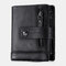 Men 9 Card Slots Zipper Purse Casual Solid Wallet - Black