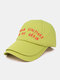 Unisex Cotton Letters Embroidery Double-layer Brim Curved Eaves Soft Top Vintage Sunshade Baseball Cap - Yellow