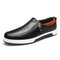 Men Stylish Side Zipper Comfy Soft Sole Slip On Casual Leather Loafers - Black