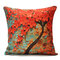 Housse de coussin 3D à Arbres avec Fleurs Colorées en Coton Lin Coussin de Canapé Décoration pour Sofa Maison - #1