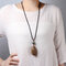 Ethnic Handmade Bodhi Necklace Long-Style Stone Sweater Necklace For Women Men - Brown