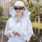 Female Shawl Mask Hat Removable Suit Thin Breathable Wide Brim Outdoor Sun Protection Hat  - White