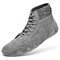 Men Breathable Soft Lace Up Leather Sock Ankle Boots - Grey