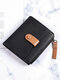 Women Genuine Leather Cow Leather Multifunction Coin Purse Money Clip Short Wallet - Black