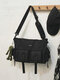 Men Casual Nylon Large Capacity Waterproof Crossbody Bag Multi-Pockets Shoulder Bag - Black