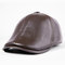 Cowhide Men's Caps Day Leather Old Hat Middle-aged Hat Men's Season Cotton Cap Thickening - Dark brown top layer cowhide