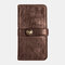 Men Vintage Card Holder Solid Phone Bag Long Wallet - Coffee