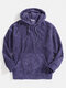 Mens Corduroy Solid Color Casual Loose Fit Kangaroo Pocket Drawstring Hoodies - Purple