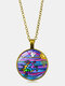 Винтажное стекло с печатью из сплава Женское Ожерелье Цветная черепаха Кулон Ожерелье - Бронза