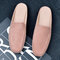 Large Size Women Comfy Lightweight Square Closed Toe Suede Solid Color Backless Flats - Pink