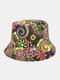 Unisex Cotton Double-sided Wearable Overlay Calico Graffiti Print Outdoor Sunshade Fashion Bucket Hat - #02