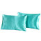 2pcs Imitation Silk Pillow Case Cushion Cover Bags Stand Queen King Size Bedding Sets - Blue