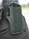 Men Genuine Leather 7.2 Inch EDC Retro Short Cell Phone Case Belt Bag - Dark Green