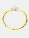 Trendy Vintage Geometric Colorful Soft Pottery Round Beads Beaded Necklace - Yellow