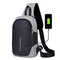 Polyester Casual USB Charging Multifunction Crossbody Bags Business Waterproof Travel Chest Mens Bag - Gray