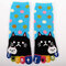 Womens Thick Cotton Long Tube Cartoon Cat Toes Socks Young Stylish Breathable Tube Sports Socks - Blue
