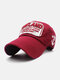 Unisex Cotton Letter Pattern 3D Embroidery Patch Washed Sunshade Baseball Cap - Red