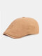 Men Cotton Solid Color Retro Adjustable Sunshade Newsboy Hat Octagonal Hat Flat Caps - Khaki