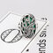 Vintage Finger Ring Hollow Carve Music Match Rhinestone Oval Geometric Ring Ethnic Jewelry for Women - Green