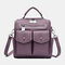 Women Casual Solid Crossbody Bag Backpack - Purple