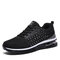 Men Knitted Fabric Air-cushion Sole Casual Running Sneakers - Black 1