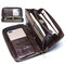 Genuine Leather Business Multi-functional Phone Holder Long Wallet Clutch Bag For Men - Coffee