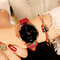 Fashion Quartz WristWatch Thin Stainless Steel Black White Round Dial Leather Strap Watch for Women - 02