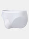 Mens Solid Color Seamless Ice Silk Thin Breathable Briefs With Pouch - White