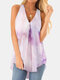 Tie Dye V-neck Sleeveless Casual Tank Top for Women - Purple