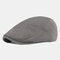 Mens Washed Cotton Stripe Beret Caps Outdoor Sport Adjustable Visor Forward Hats - Gray