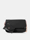 2 पीसीएस महिला अशुद्ध चमड़ा ठोस रंग बड़ी क्षमता श्रृंखला संयोजन बैग क्रॉसबॉडी कंधे बैग - काली