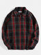 Mens Plaid Zipper Front Lapel Daily Jacket With Side Pockets - Red