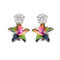 Simple Star Stud Earrings Dazzling Cubic Zirconia Star Crystal Piercing Earrings for Women - Colorful
