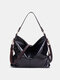 Women Retro Large Capacity Handbag Shoulder Bag Tote - Black