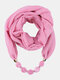 Vintage Geometric-shape Beaded Pendant Solid Color Bali Yarn Acrylic Scarf Necklace - Pink