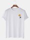Mens Cotton Funny Astronaut Print Casual Short Sleeve T-Shirts - White