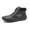 Menico Men Front Zipper Microfiber Leather Sock Ankle Boots - Black