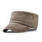 Mens Vintage Solid Color Brim Flat Cap Breathable Washed Cotton Sun Hat Outdoor Sports Cap - Coffee