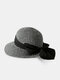 النساء القش الترفيه عطلة متعددة الاستخدامات تنفس الظل القوس الكبير قبعة من القش جولة قبعة دلو الشاطئ - أسود