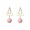 Sweet Ear Drop Earrings Double Gold Triangle Pink Artificial Pearls Pendant Earrings for Women - Pink