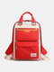 Women Nylon Fashion Large Capacity Waterproof Color Matching Backpack - Red