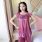 Ice Silk Pajamas Two-piece Short-sleeved Shorts Home Service - Deep bean paste